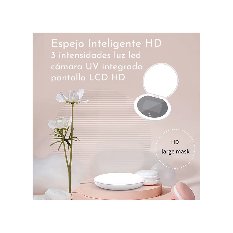 Espejo de mano con detección UV protección solar Smart sunscreen makeup